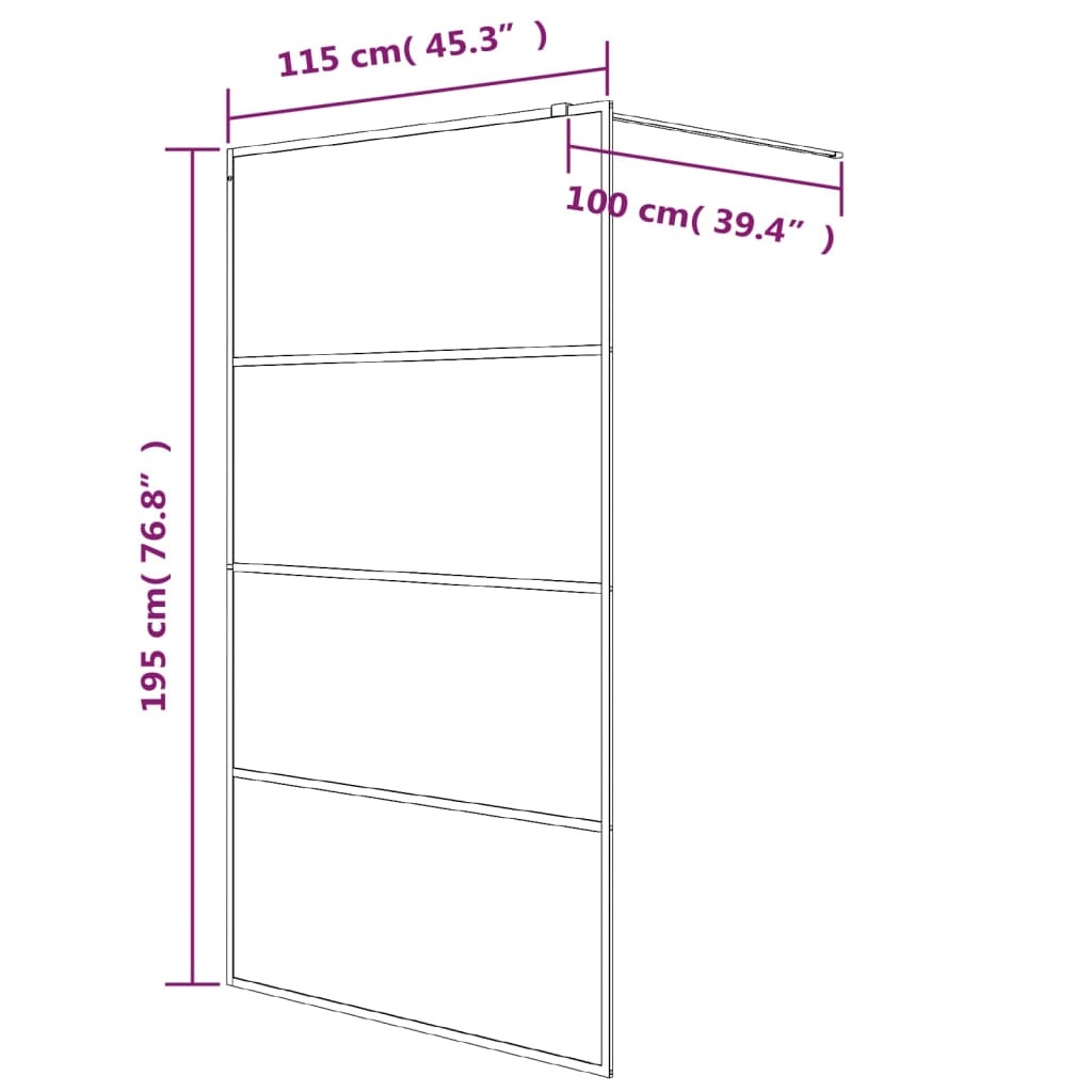 Inloopdouchewand 80x195 cm transparant ESG-glas