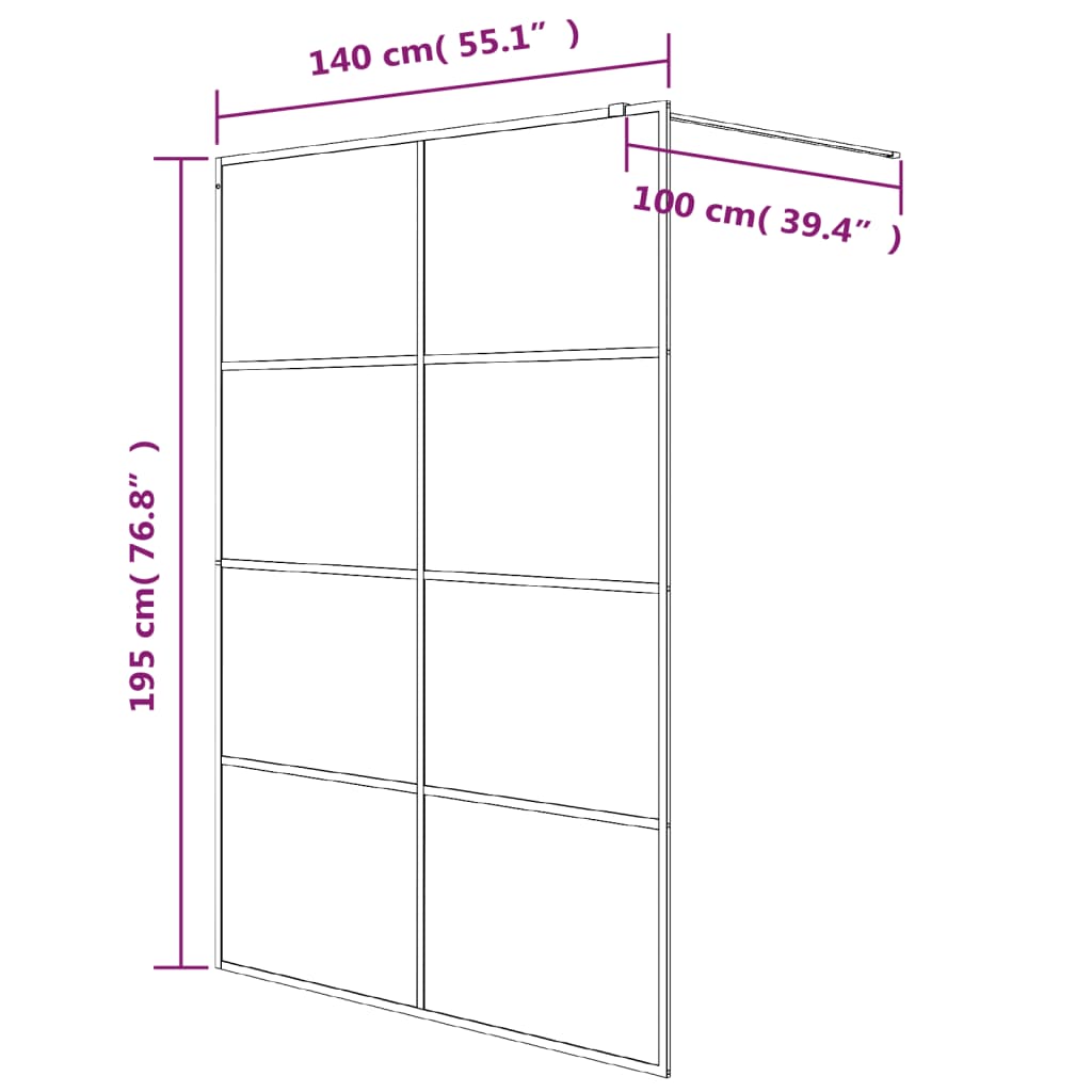 Inloopdouchewand 80x195 cm transparant ESG-glas