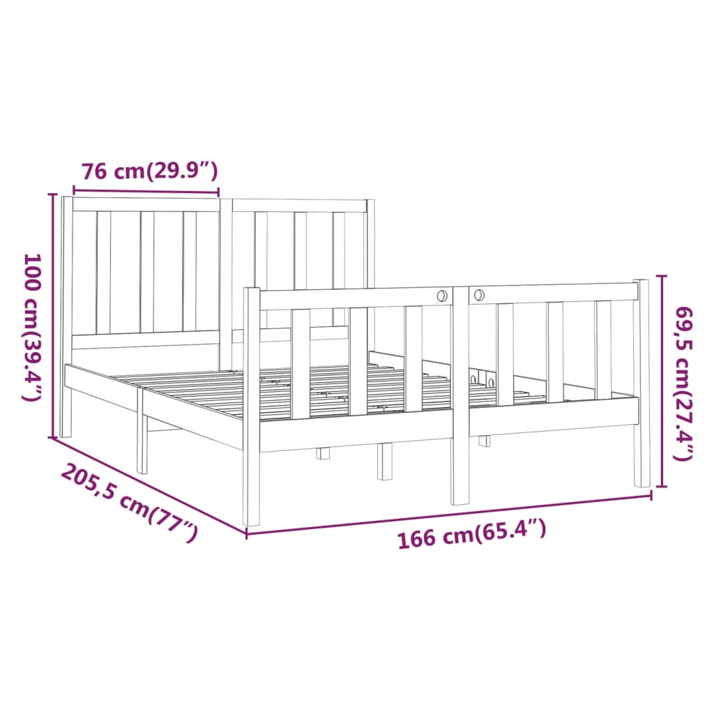 Bedframe massief grenenhout 140x200 cm