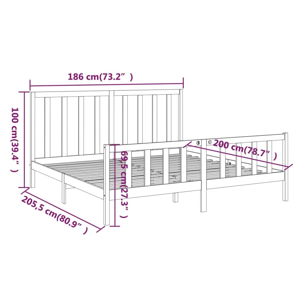 Bedframe massief grenenhout 140x200 cm