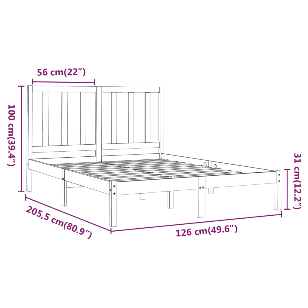 Bedframe massief hout 120x200 cm