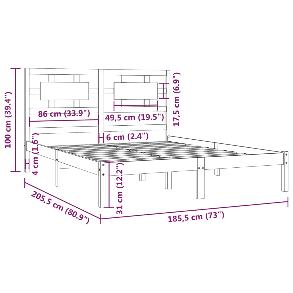 Bedframe massief grenenhout 120x200 cm