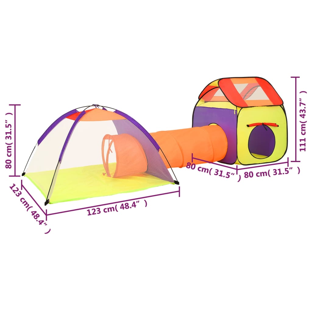 Kinderspeeltent met 250 ballen 338x123x111 cm