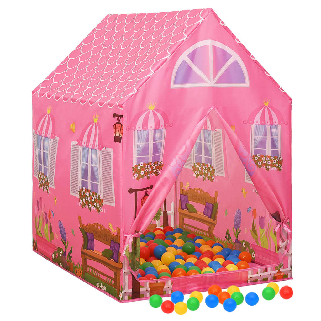 Kinderspeeltent met 250 ballen 69x94x104 cm roze