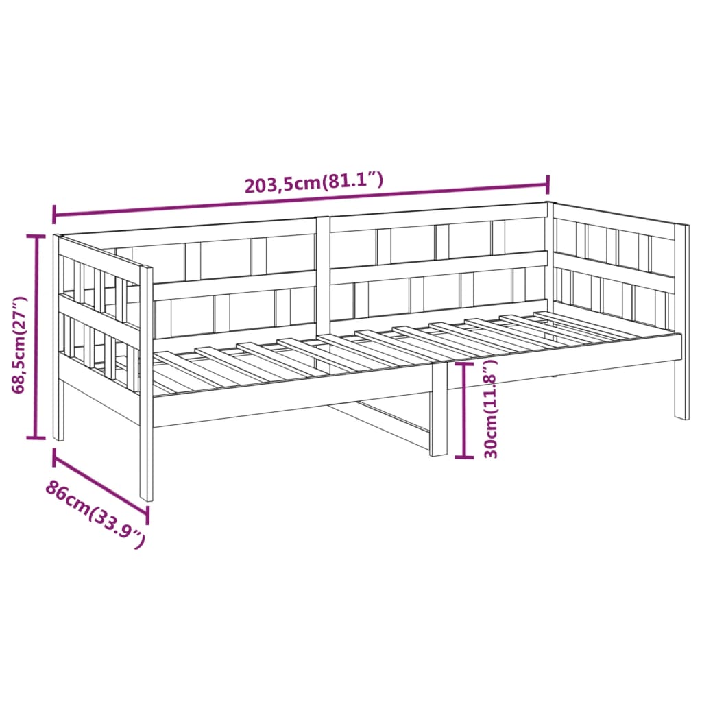 Slaapbank massief grenenhout 90x200 cm