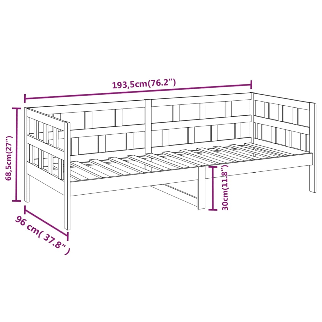 Slaapbank massief grenenhout 90x200 cm