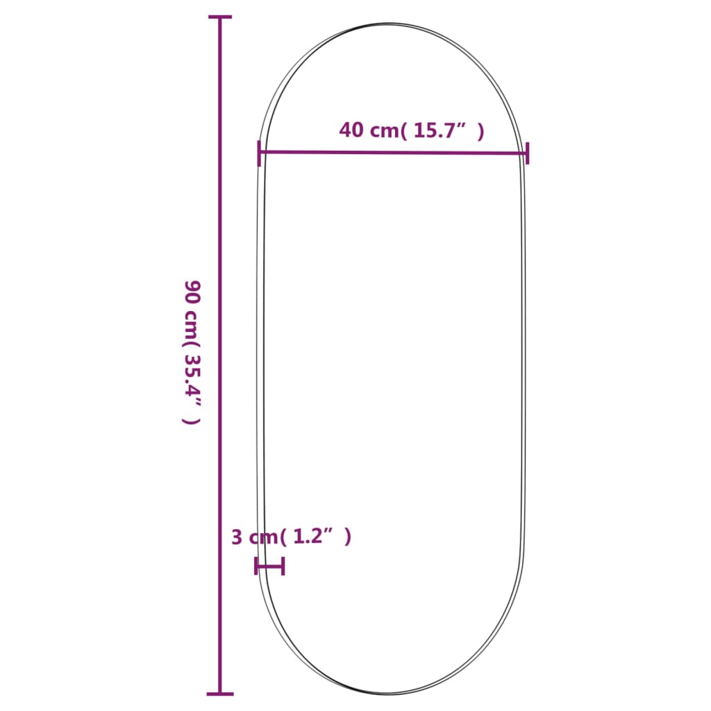 Spiegel wandgemonteerd 15x40 cm ovaal goudkleurig