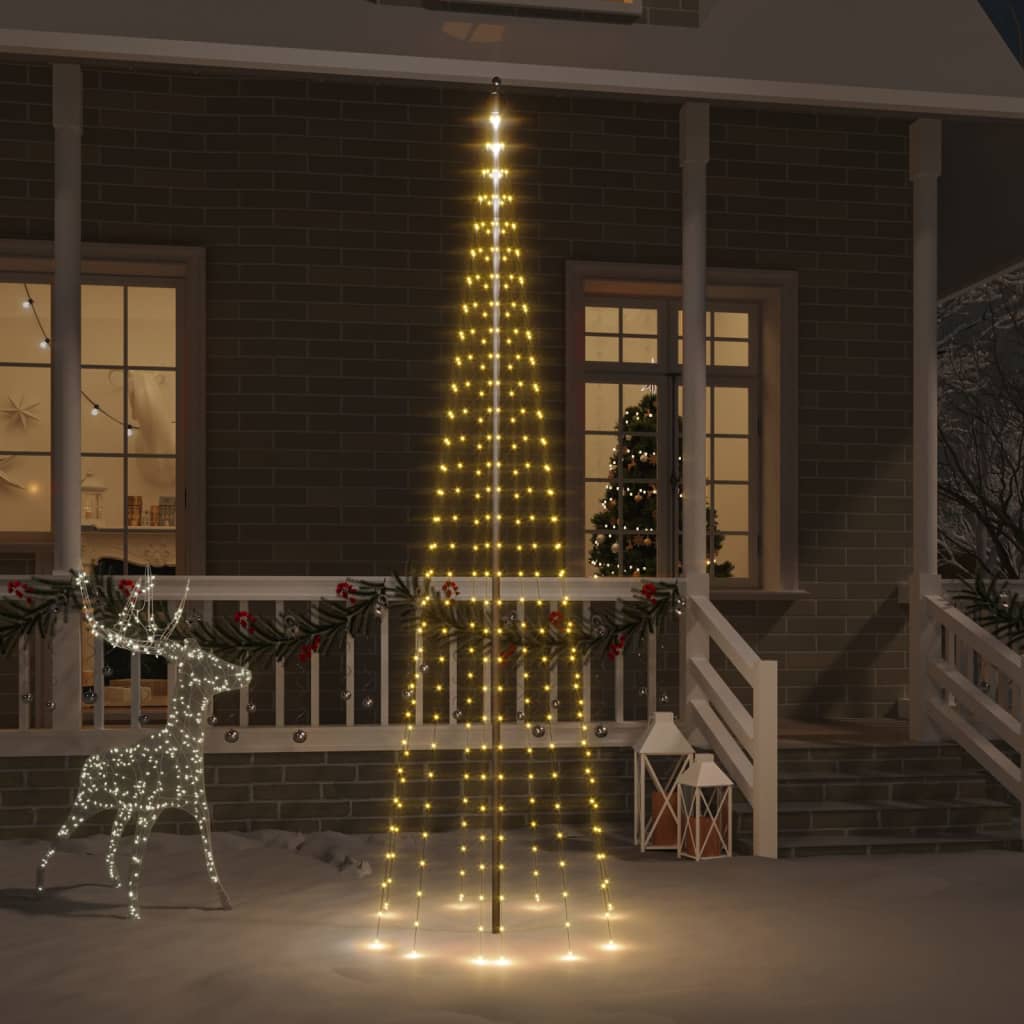 Vlaggenmast kerstboom 732 LED's koudwit 500 cm