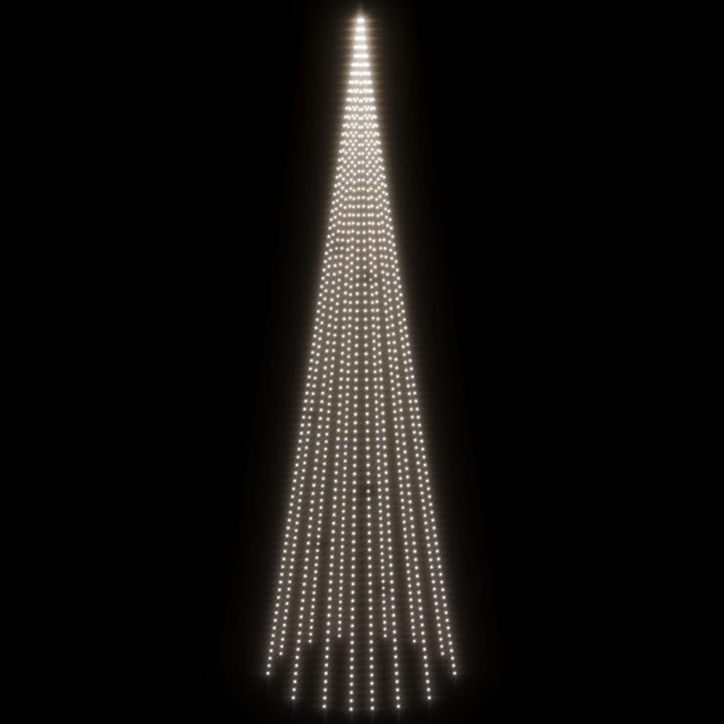 Vlaggenmast kerstboom 732 LED's koudwit 500 cm