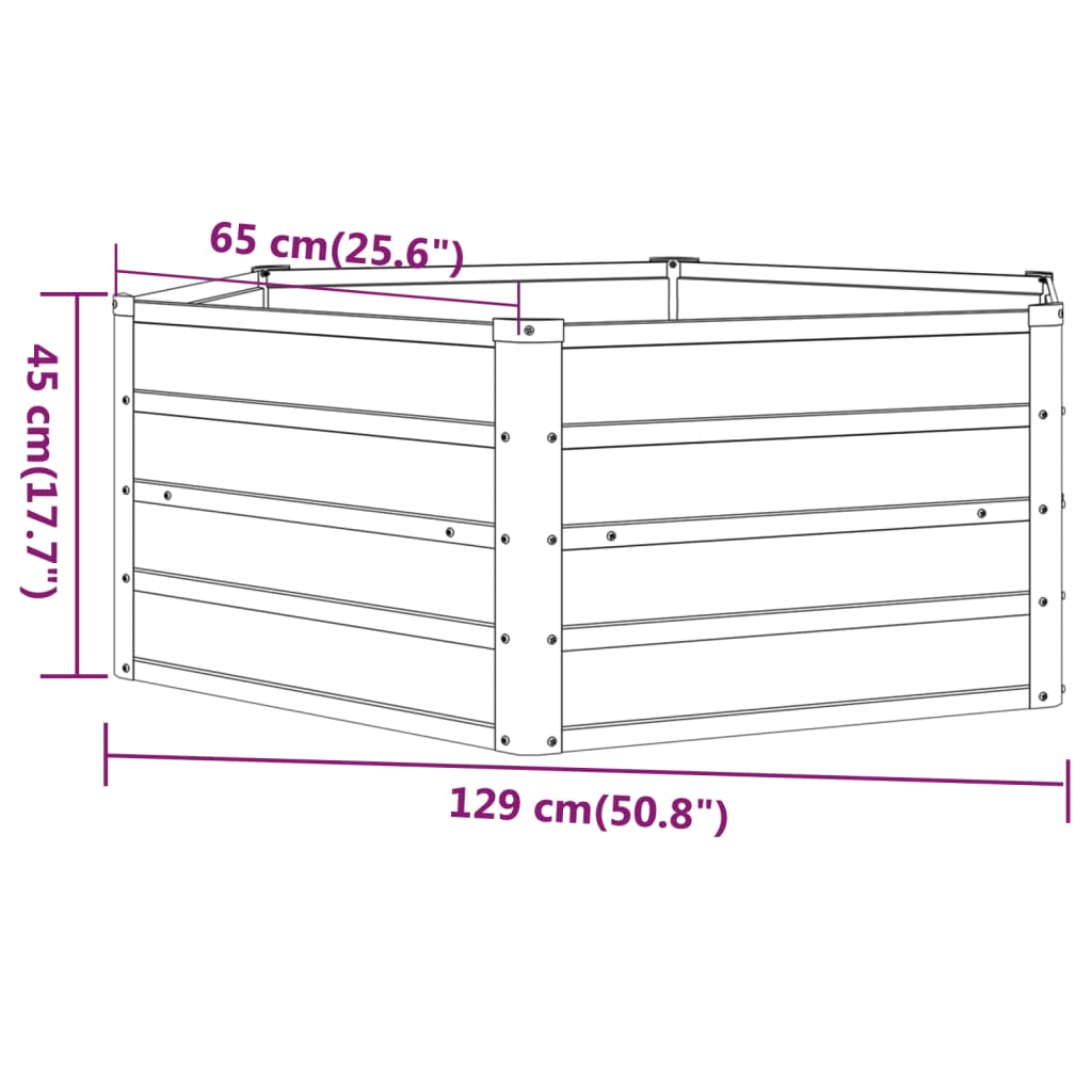 Plantenbak verhoogd 129x129x45 cm cortenstaal roestig