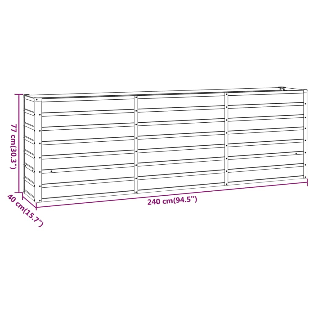 Plantenbak verhoogd 400x80x77 cm cortenstaal roestig