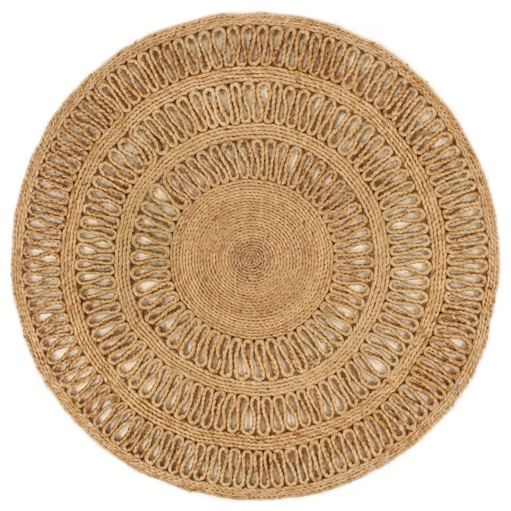 Tapijt rond 120 cm gevlochten jute