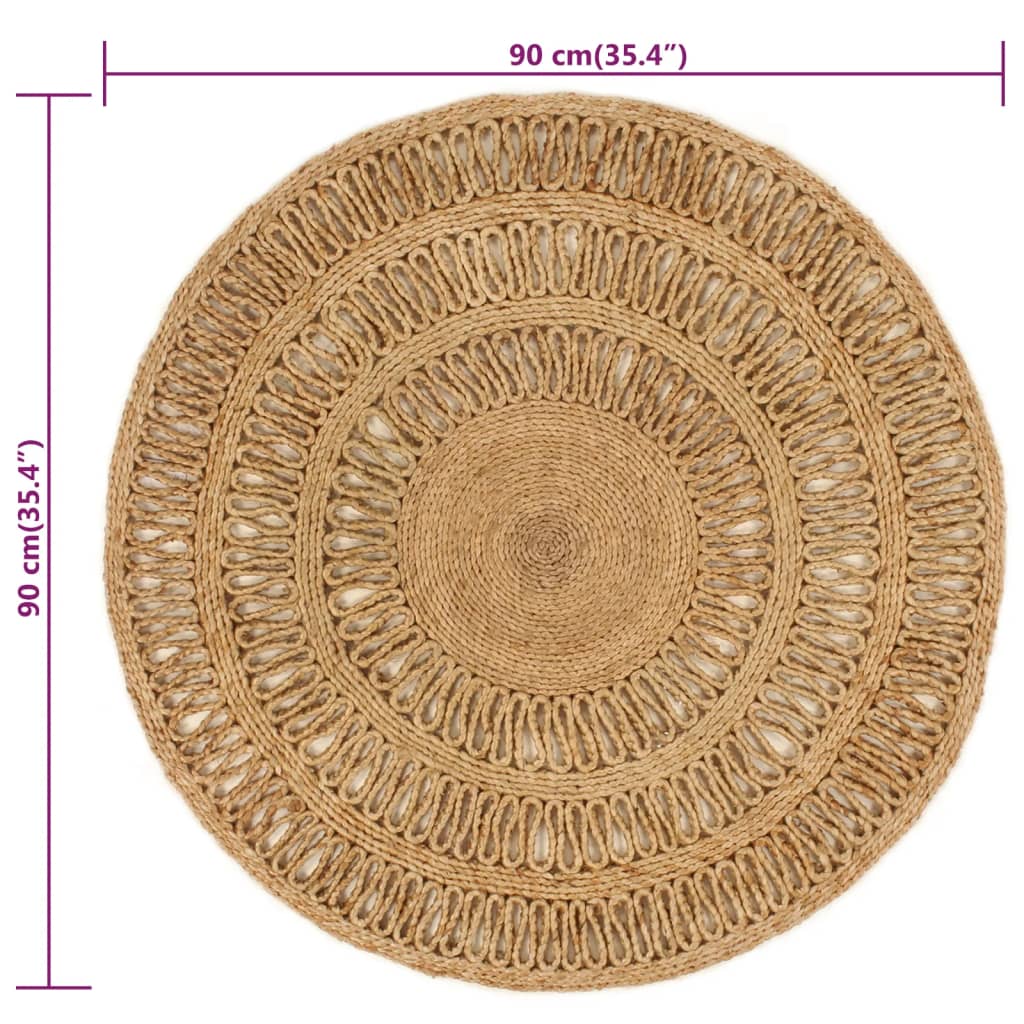 Tapijt rond 120 cm gevlochten jute