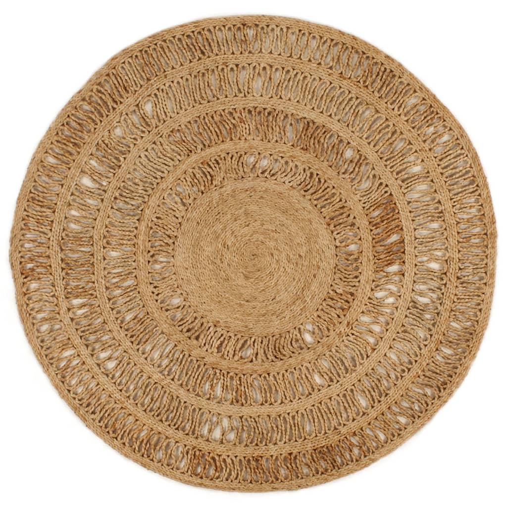 Tapijt rond 120 cm gevlochten jute