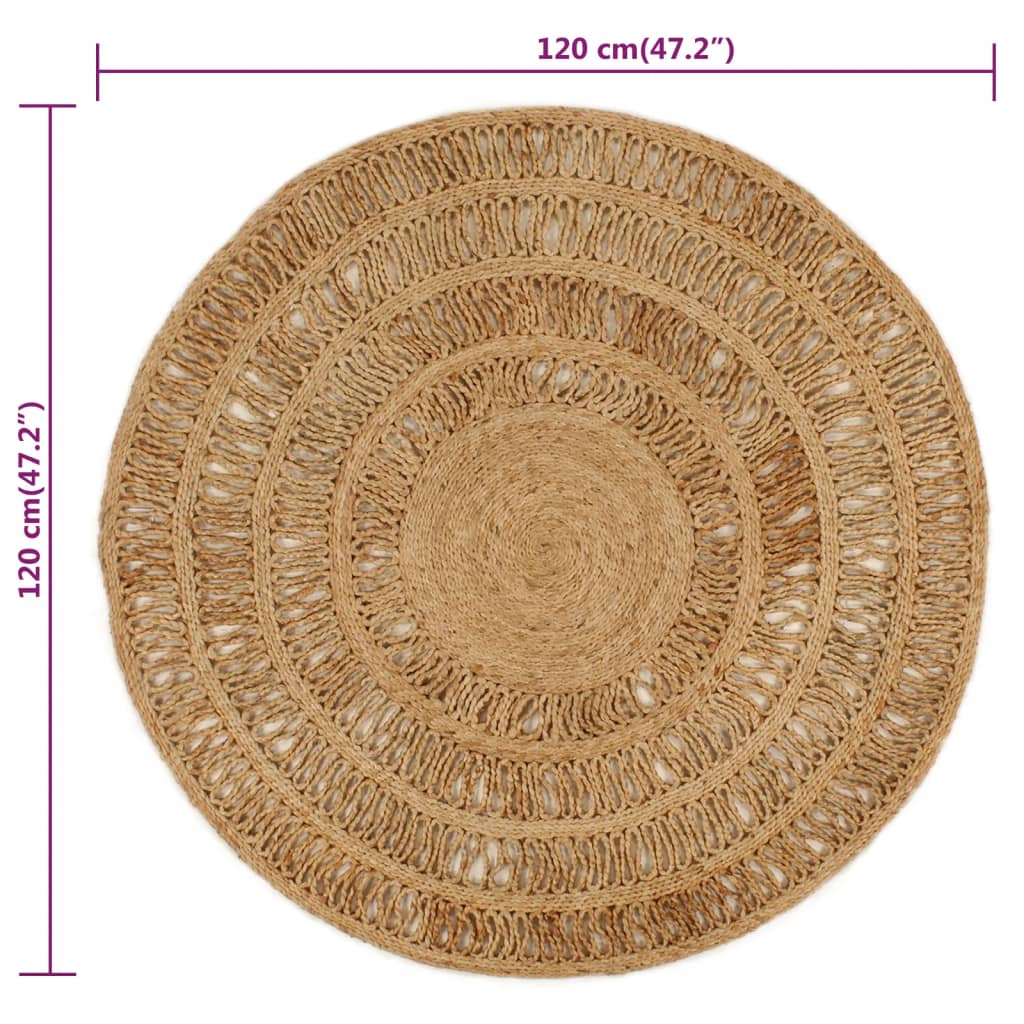 Tapijt rond 120 cm gevlochten jute