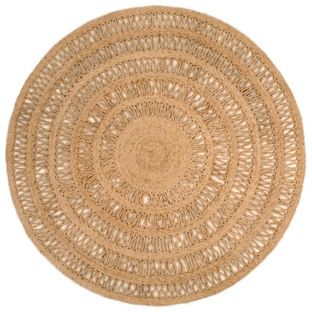 Tapijt rond 120 cm gevlochten jute