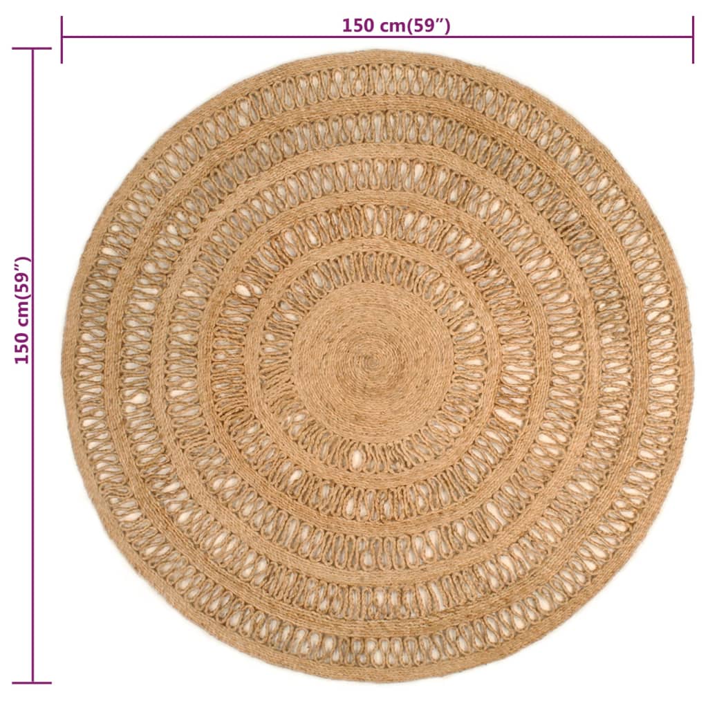 Tapijt rond 120 cm gevlochten jute