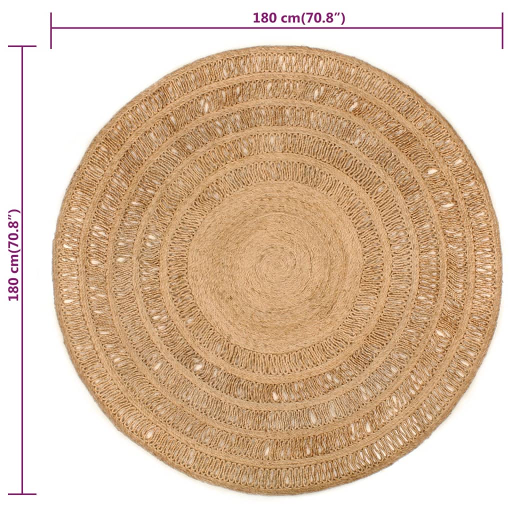 Tapijt rond 120 cm gevlochten jute