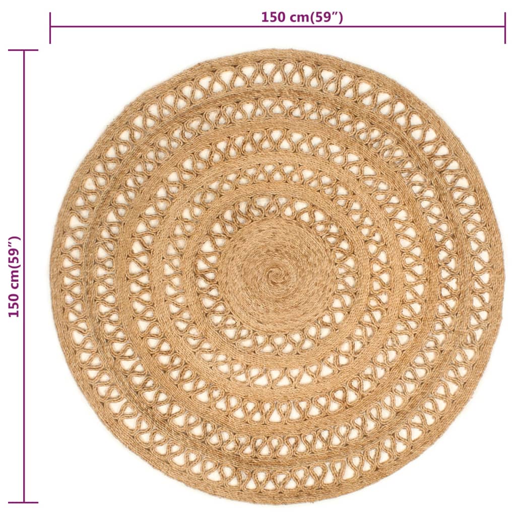 Tapijt rond 180 cm gevlochten jute