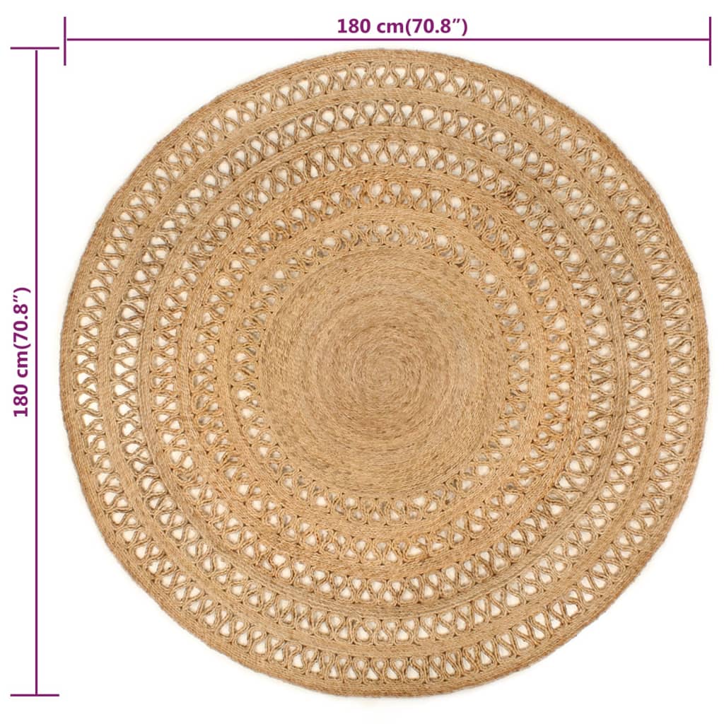 Tapijt rond 180 cm gevlochten jute