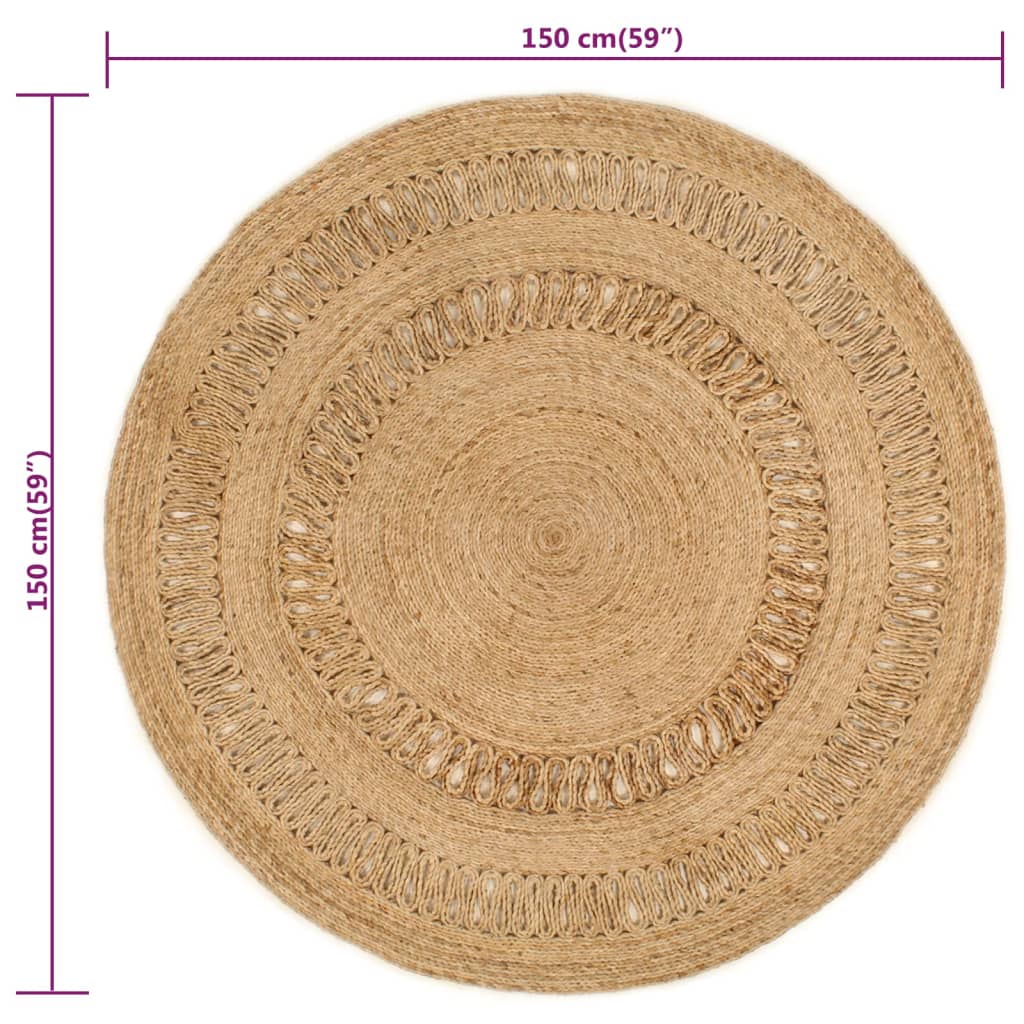 Tapijt rond 120 cm gevlochten jute