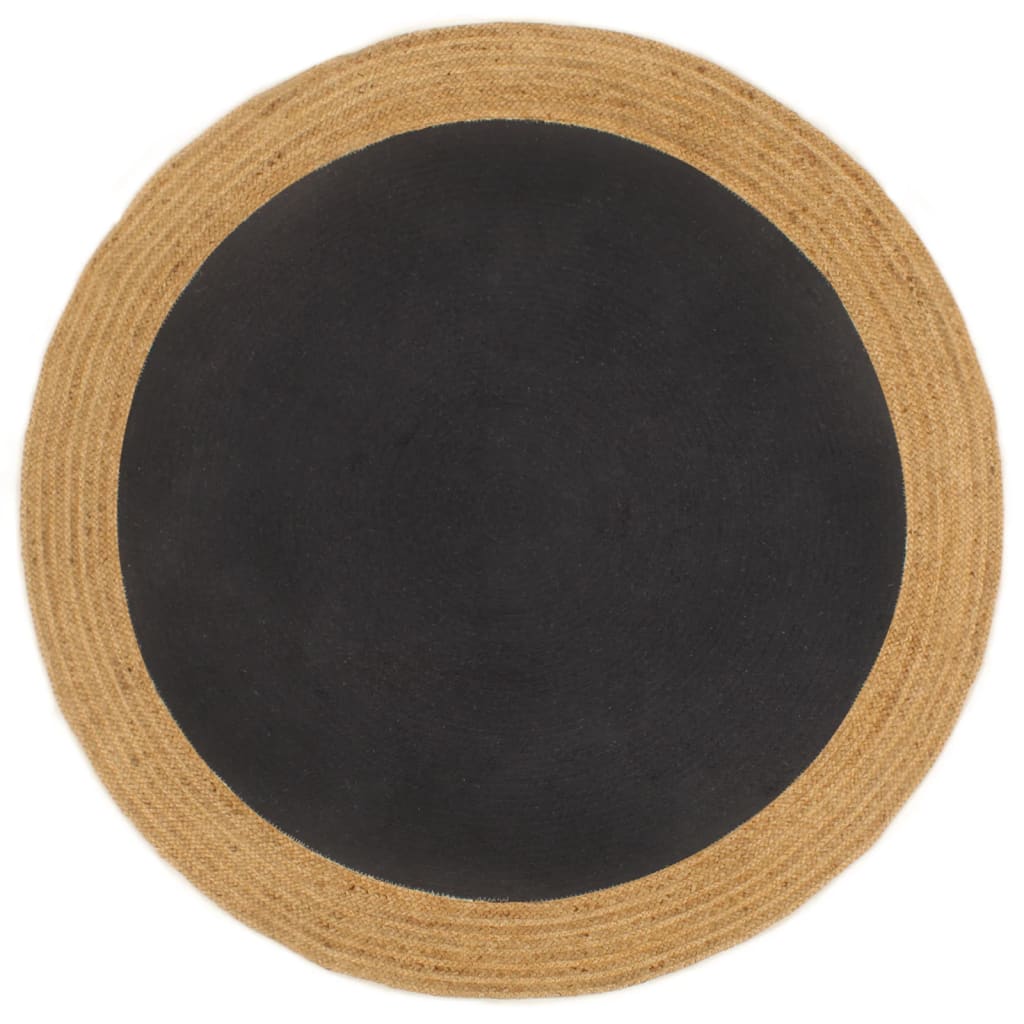 Vloerkleed rond gevlochten 150 cm jute en katoen naturel