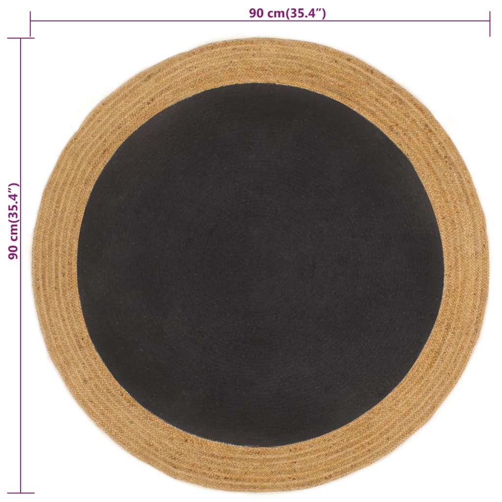 Vloerkleed rond gevlochten 150 cm jute en katoen naturel