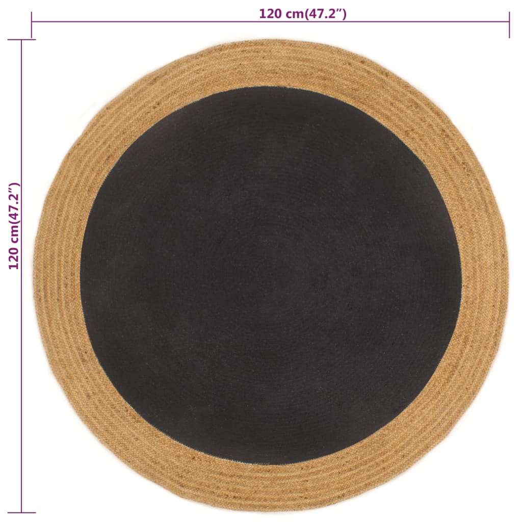 Vloerkleed rond gevlochten 150 cm jute en katoen naturel