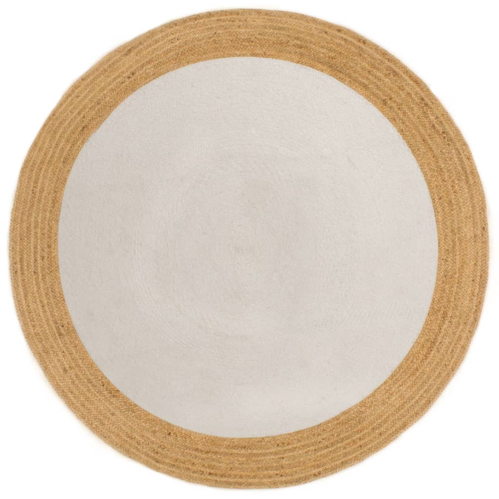 Vloerkleed rond gevlochten 150 cm jute en katoen naturel