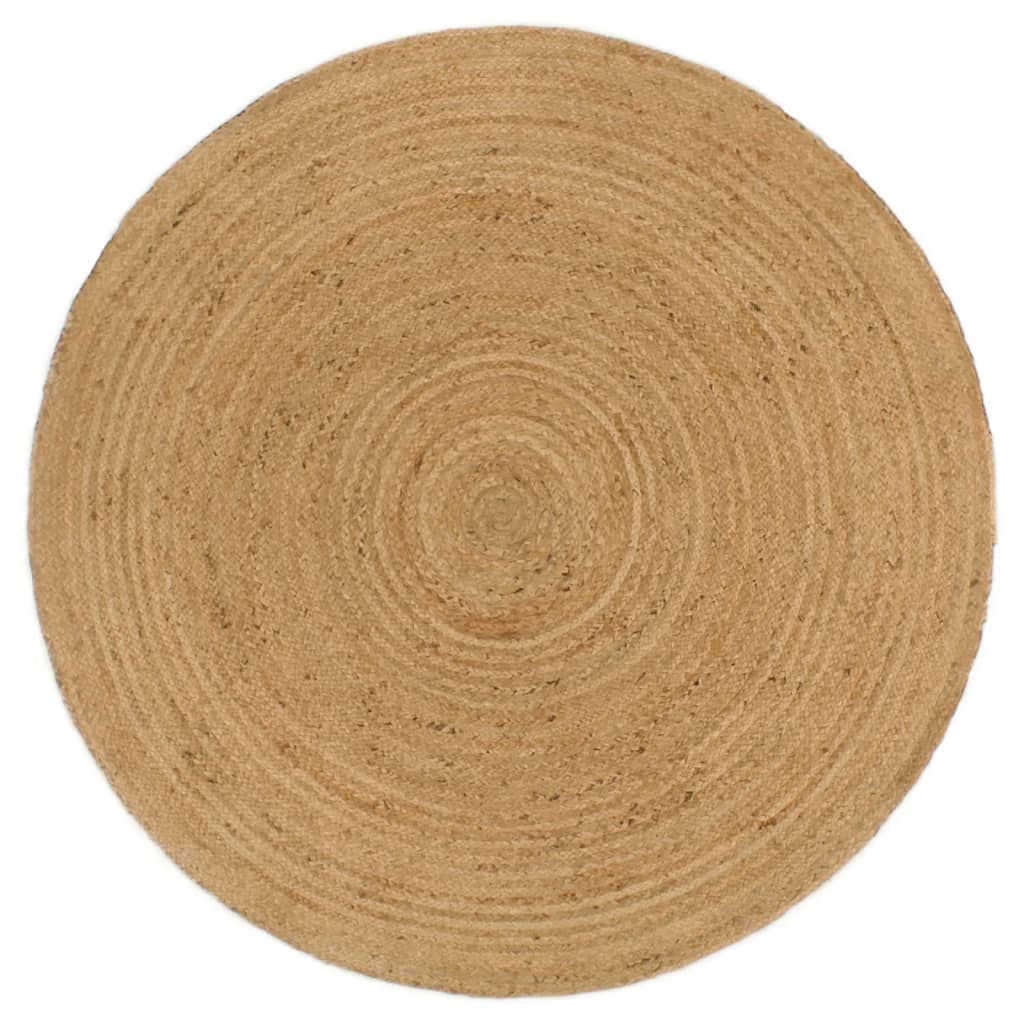 Vloerkleed omkeerbaar rond 150 cm jute marineblauw en naturel