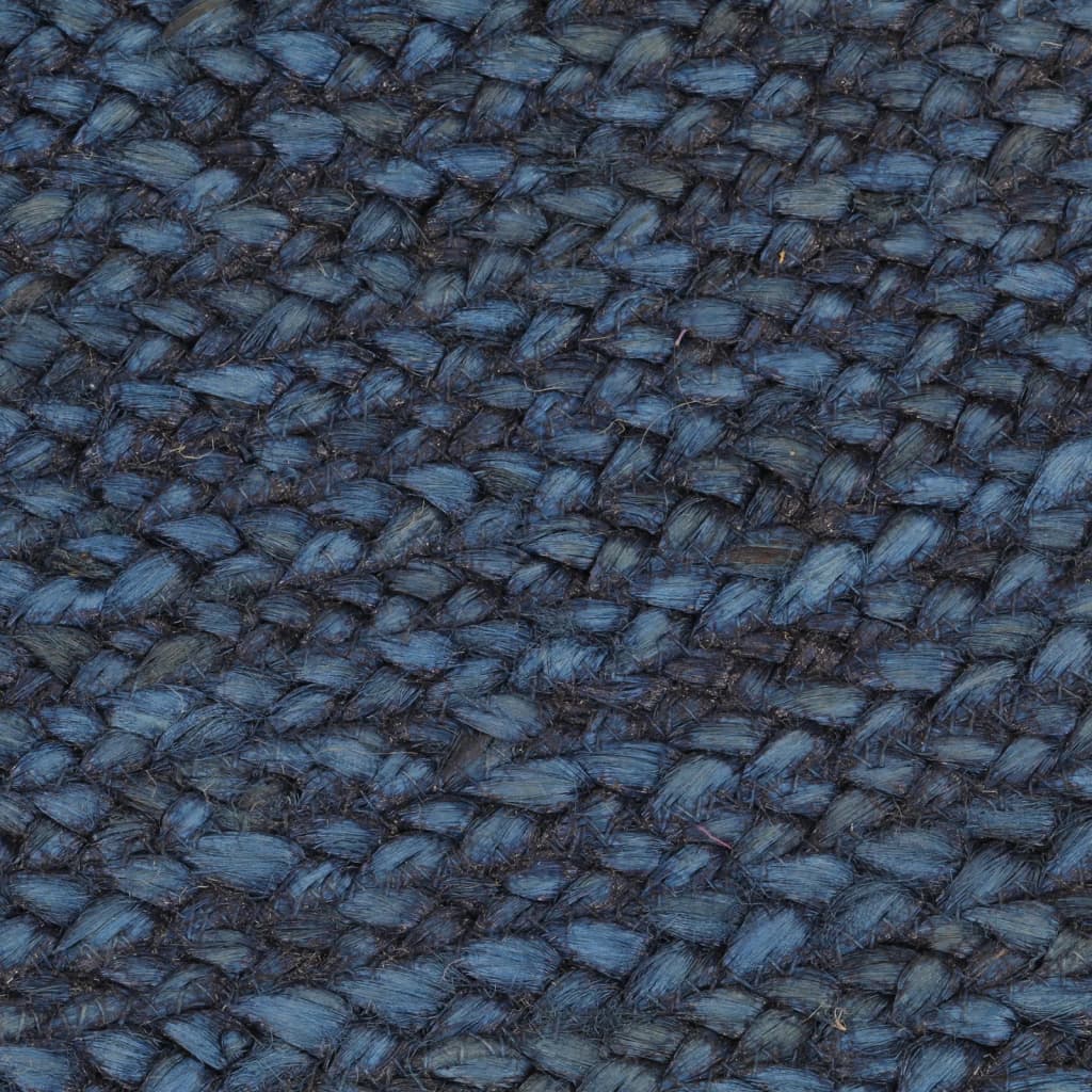 Vloerkleed omkeerbaar rond 150 cm jute marineblauw en naturel