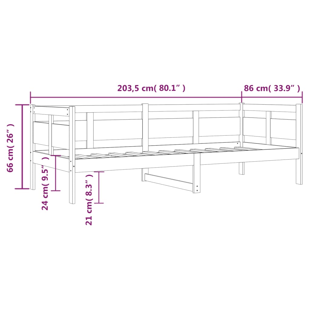 Slaapbank massief grenenhout 90x190 cm