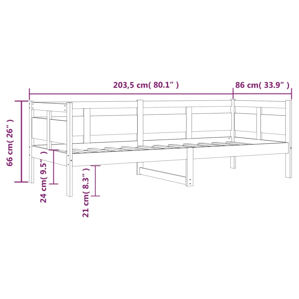 Slaapbank massief grenenhout 90x190 cm