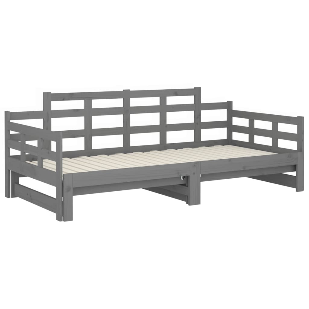 Slaapbank uitschuifbaar massief grenenhout 2x(80x200) cm