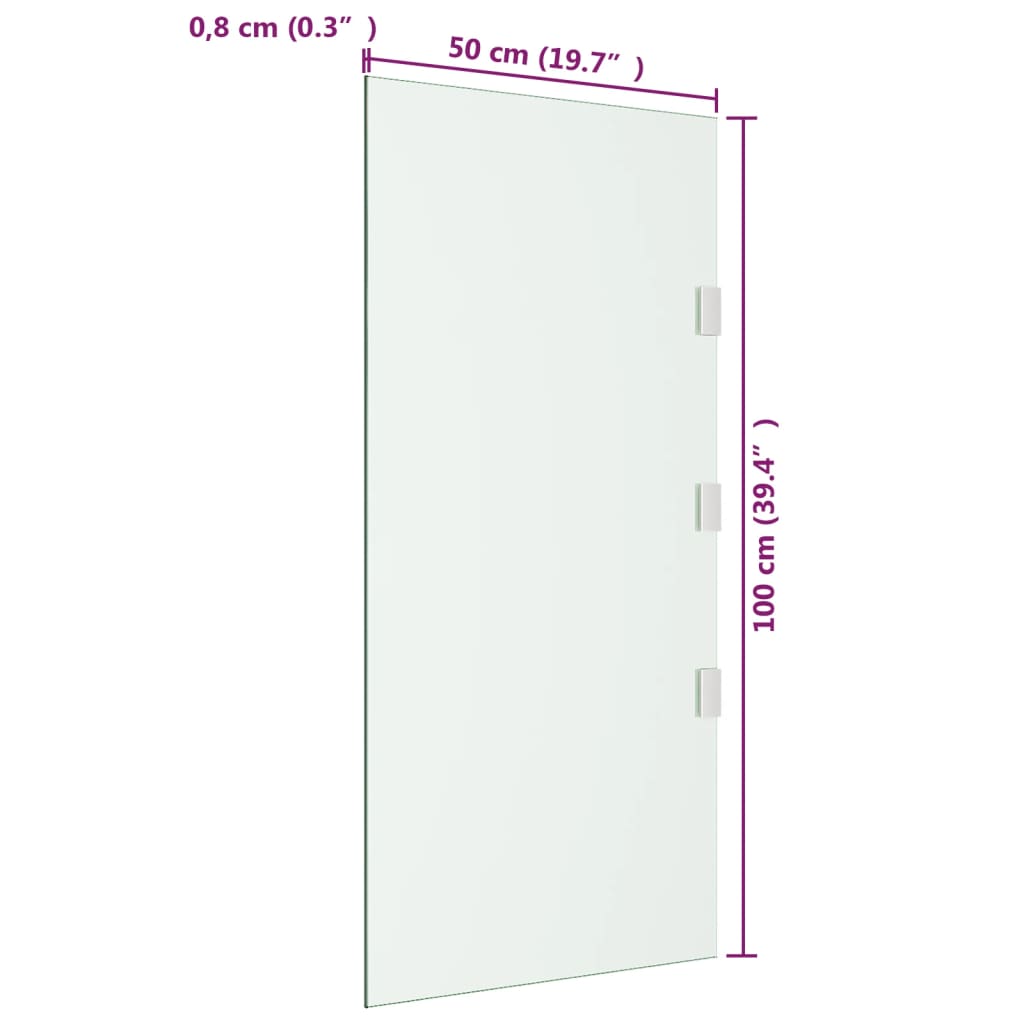 Zijpaneel voor deurluifel 50x100 cm gehard glas transparant