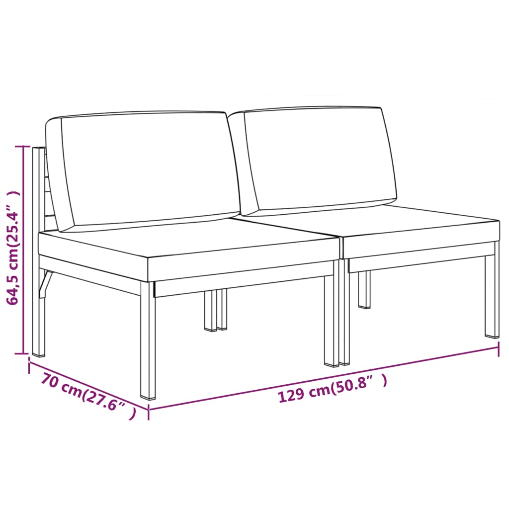 4-delige Loungeset met kussens aluminium antracietkleurig