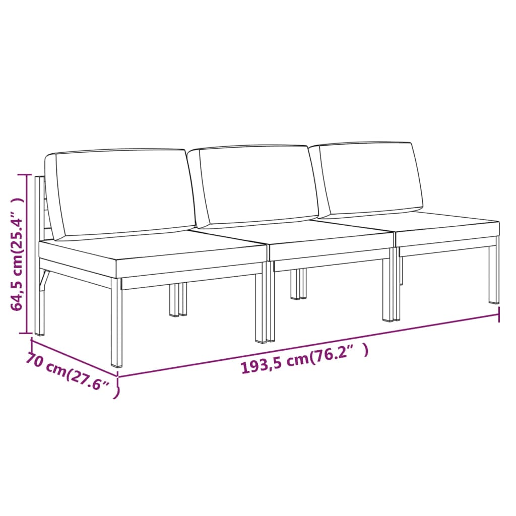 4-delige Loungeset met kussens aluminium antracietkleurig