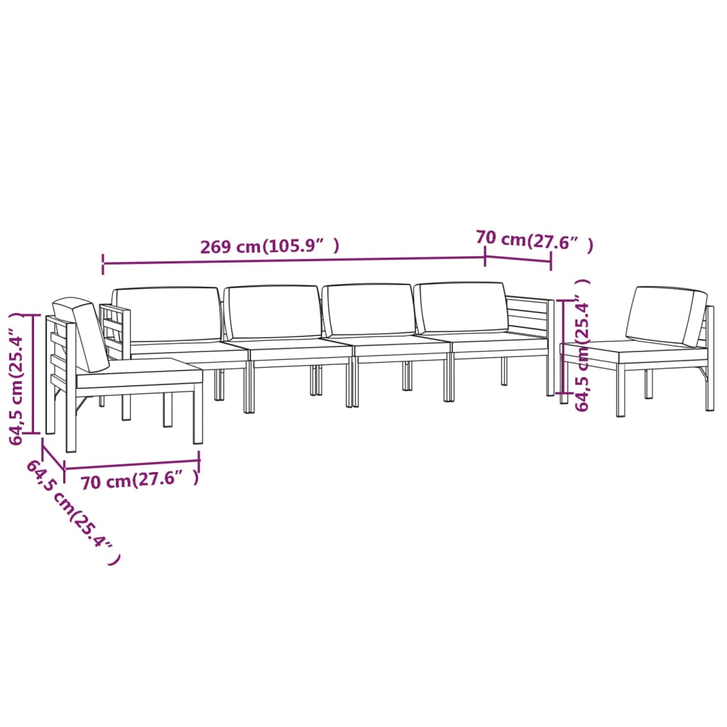 7-delige Loungeset met kussens aluminium antracietkleurig