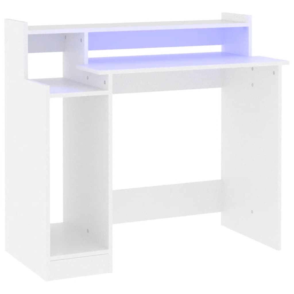 Bureau met LED-verlichting 97x45x90 cm bewerkt hout