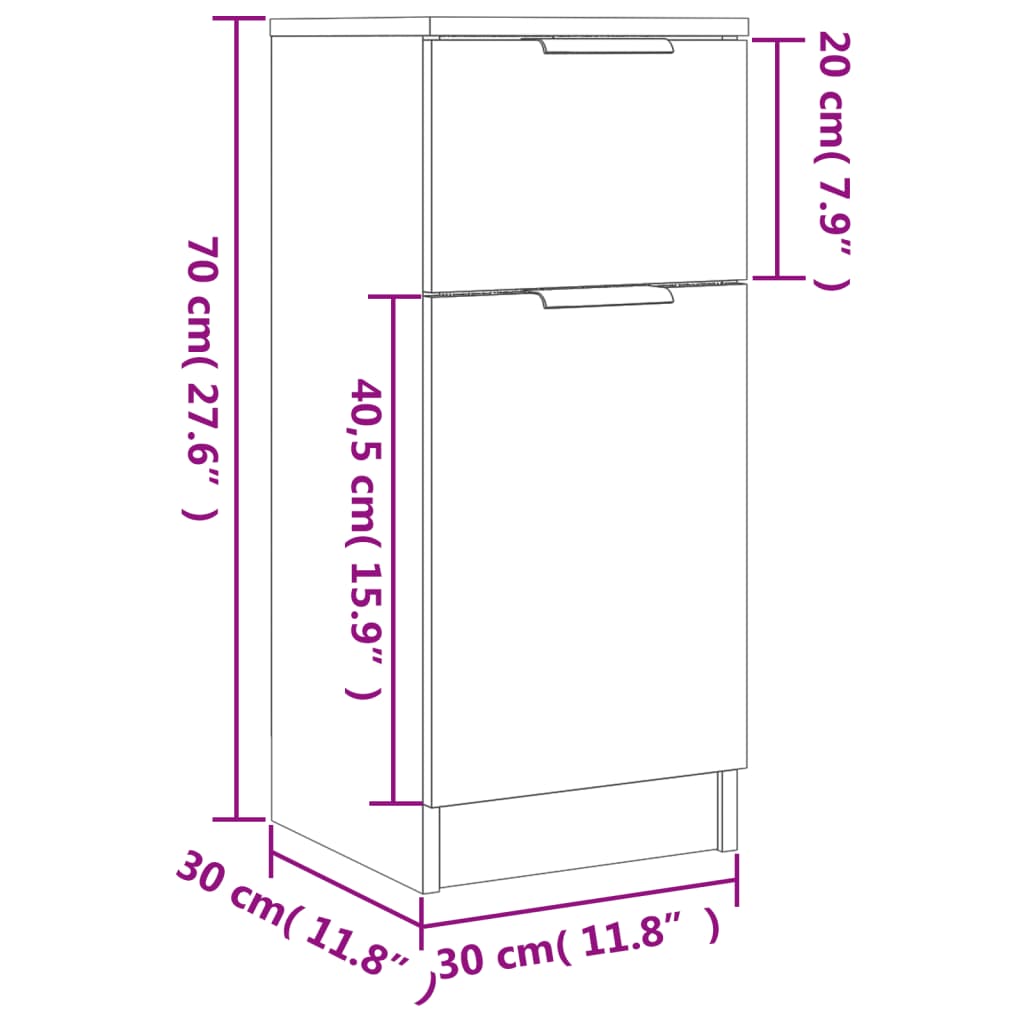 Dressoir 30x30x70 cm bewerkt hout