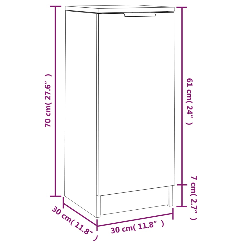 Dressoirs 2 st 30x30x70 cm bewerkt hout