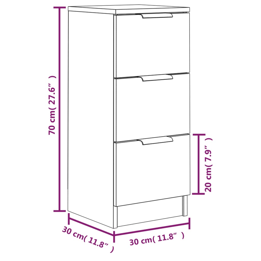 Dressoir 30x30x70 cm bewerkt hout