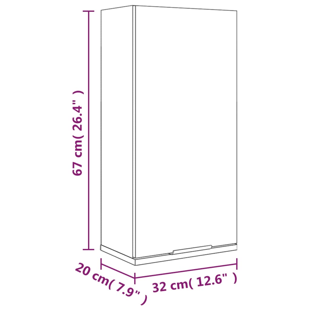 Badkamerkast wandgemonteerd 32x20x67 cm