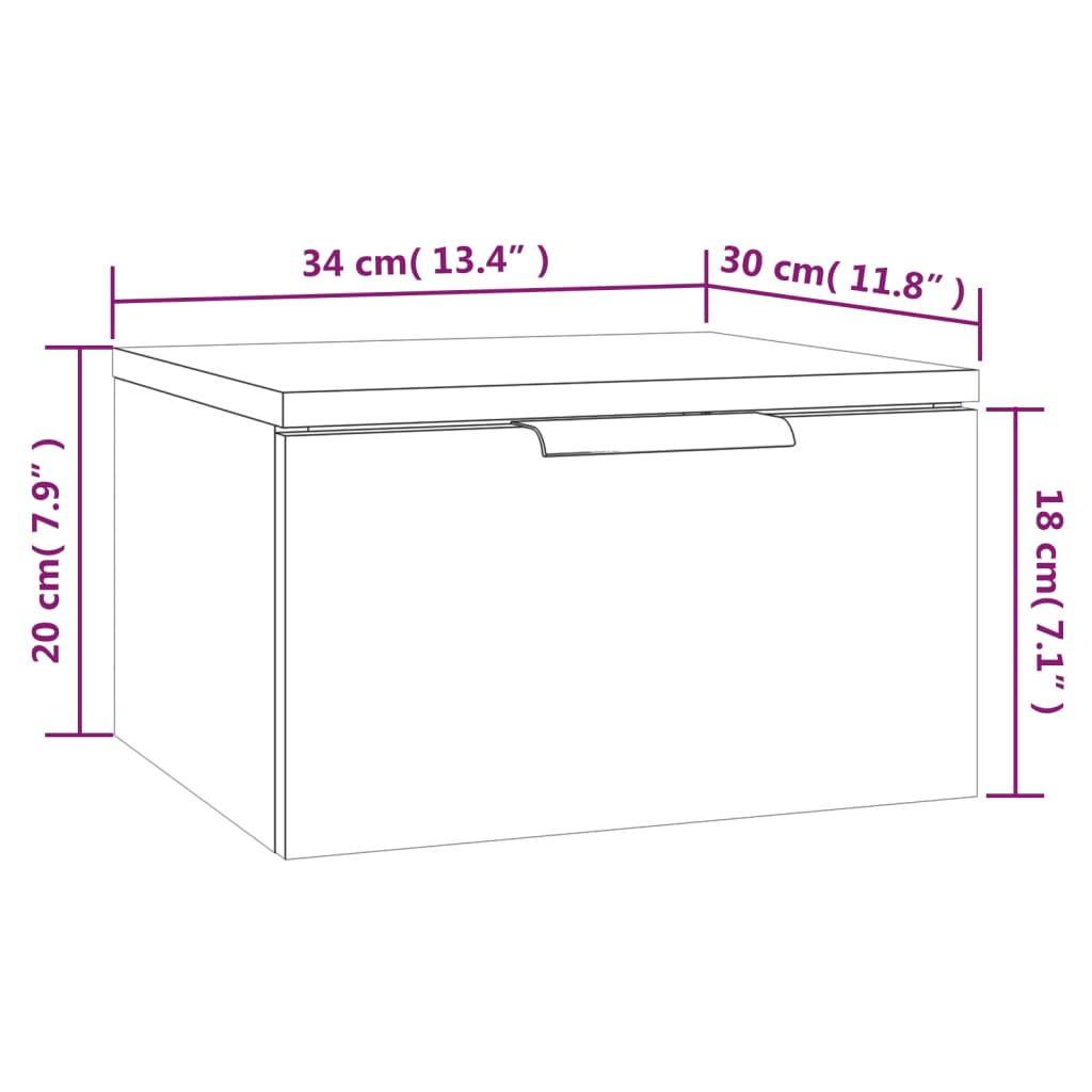 Nachtkastjes wandgemonteerd 2 st 34x30x20 cm