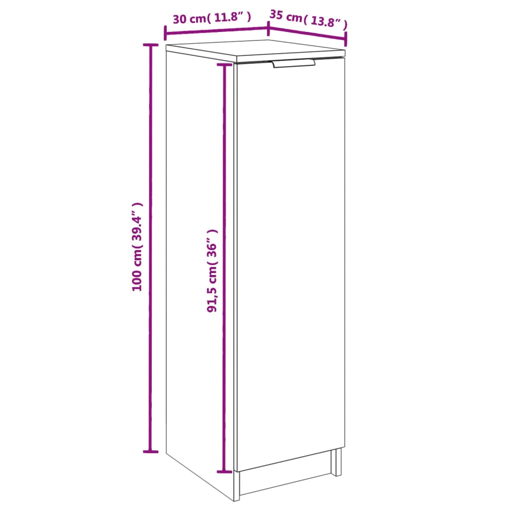 Schoenenkast 30x35x100 cm bewerkt hout