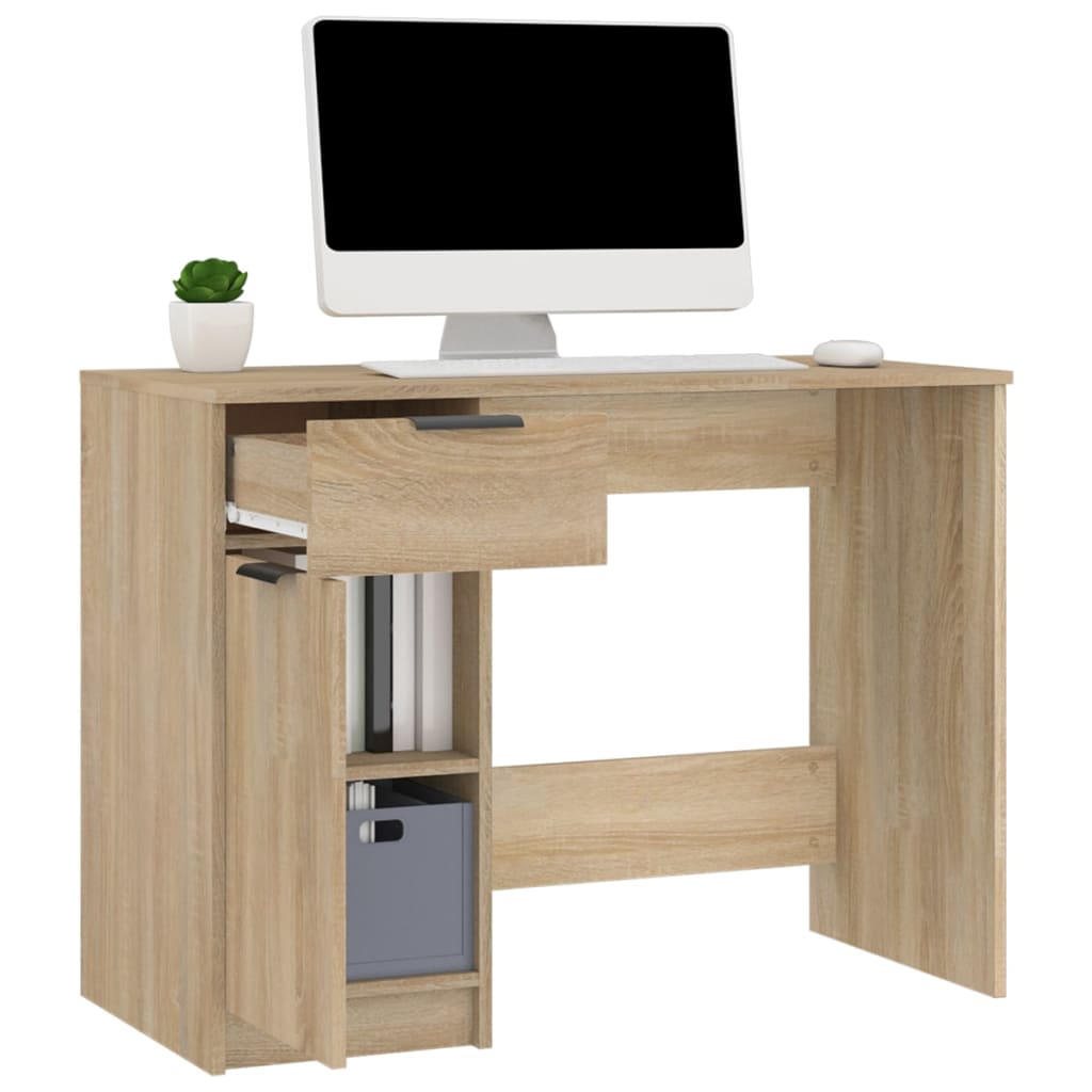 Bureau 100x50x75 cm bewerkt hout eikenkleurig