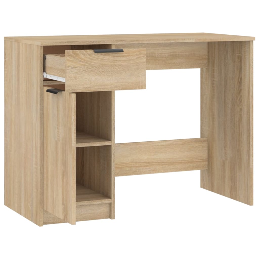 Bureau 100x50x75 cm bewerkt hout eikenkleurig