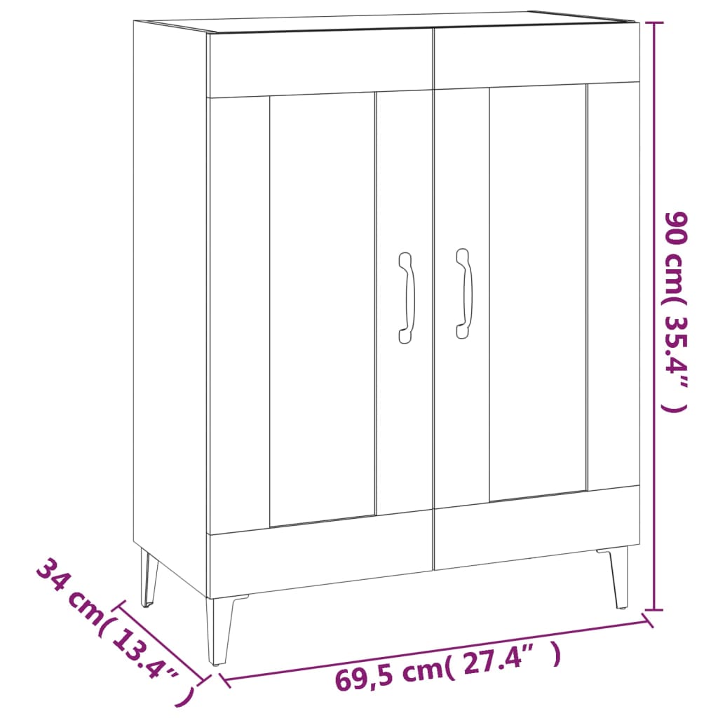 Dressoir 69,5x34x90 cm bewerkt hout