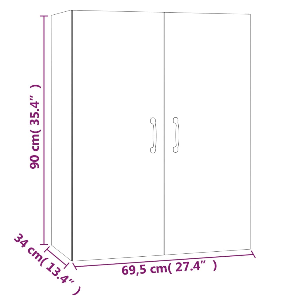 Hangkast 69,5x34x90 cm bewerkt hout