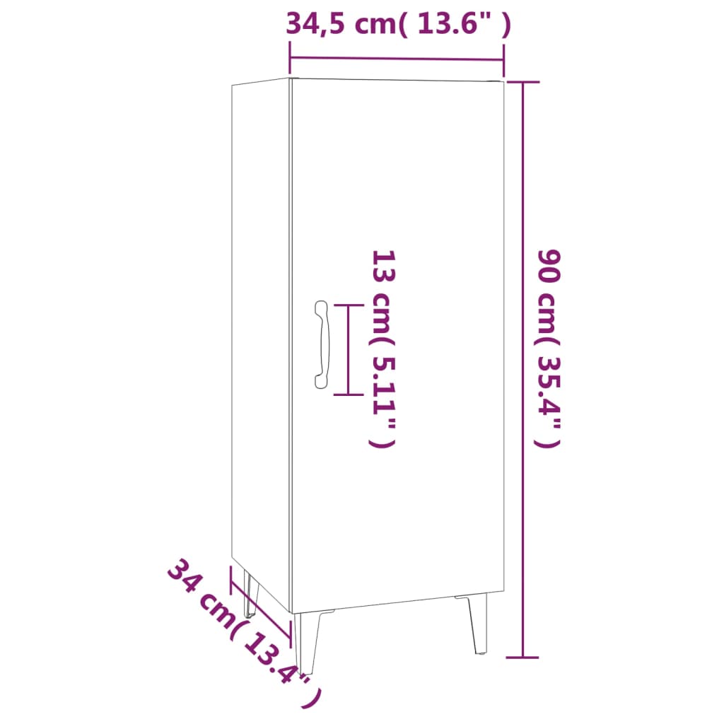 Dressoir 34,5x34x90 cm bewerkt hout